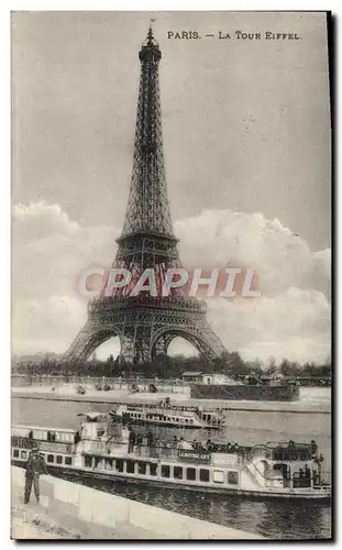 Cartes postales Paris La Tour Eiffel Bateau Peniche