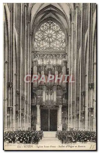 Cartes postales Rouen Eglise Saint Ouen Buffet d'Orgue Et Rosace