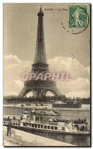 Cartes postales Paris La Tour Eiffel Bateau Peniche