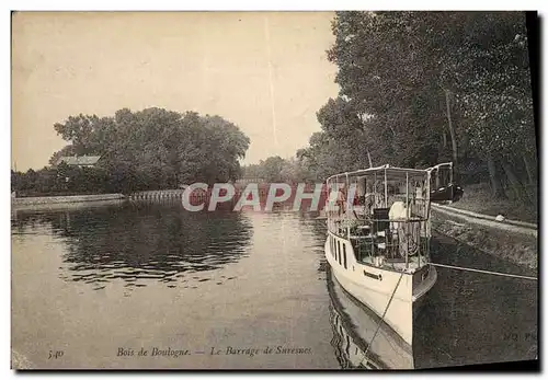 Cartes postales Bois De Boulogne Le Barrage De Suresnes Bateau Peniche