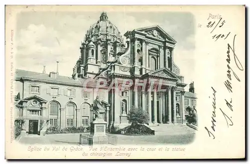 Ansichtskarte AK Paris Eglise Du Val De Grace Vue d&#39Ensemble Avec La Cour Et La Statue du chrirurgien Larrey