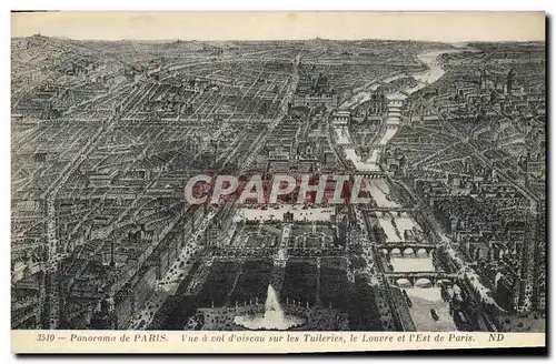 Ansichtskarte AK Panorama De Paris Vue a Vol d&#39Oiseau Sur Les Tuileries Le Louvre et l&#39est De Paris