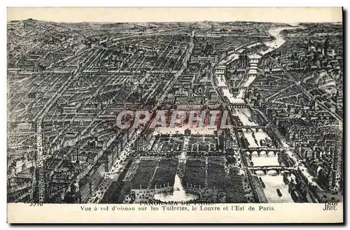 Ansichtskarte AK Panorama De Paris Vue a Vol d&#39Oiseau Sur Les Tuileries Le Louvre et l&#39est De Paris