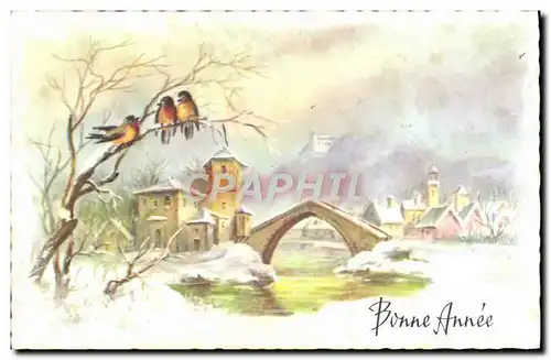 Cartes postales Fantaisie Bonne annee Oiseaux