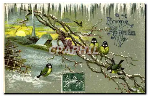 Cartes postales Fantaisie Bonne annee Hirondelles