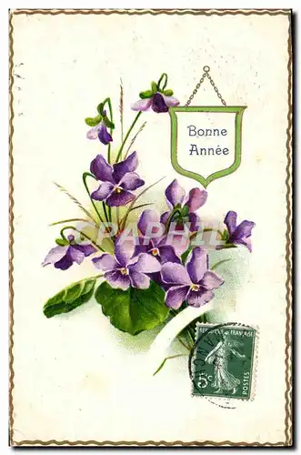 Cartes postales Fantaisie Bonne annee Fleurs