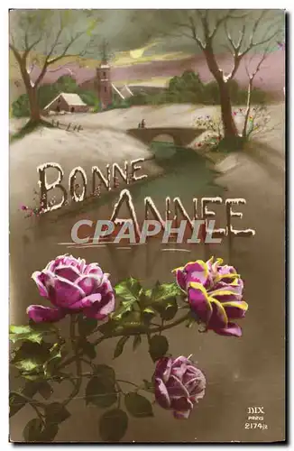 Cartes postales Fantaisie Bonne annee Fleurs