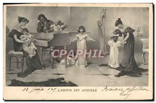 Cartes postales Fantaisie L&#39amour est aveugle Enfants Piano