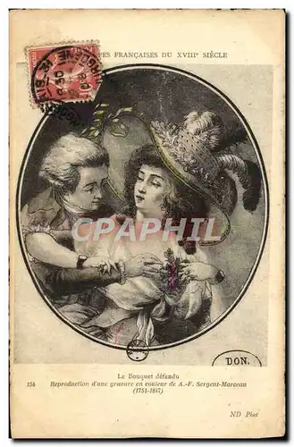 Cartes postales Fantaisie Femme Estampes francaises du 18eme Le bouquet defendu Sergent Marceau