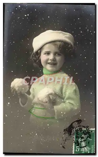 Cartes postales Fantaisie enfant Boules de neige