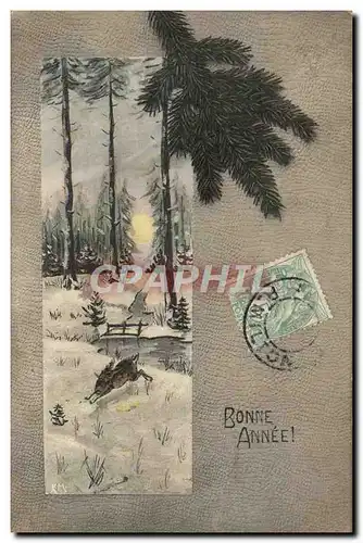 Cartes postales Fantaisie Bonne annee lapin Lievre