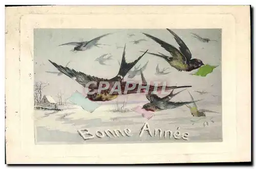 Cartes postales Fantaisie Bonne annee Hirondelles