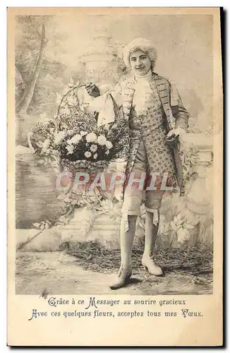 Cartes postales Fantaisie Homme Fleurs