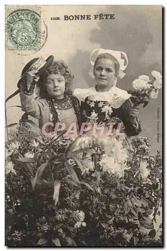 Cartes postales Fantaisie Enfants Folklore Costume Bretagne