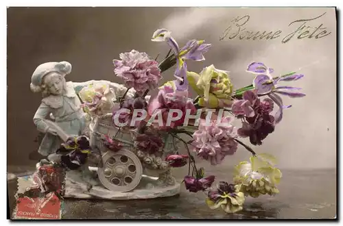 Cartes postales Fantaisie Fleurs Santon