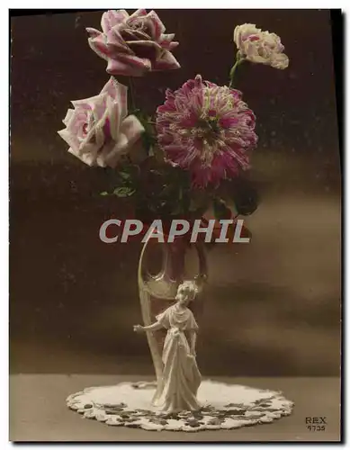 Cartes postales Fantaisie Fleurs Santon