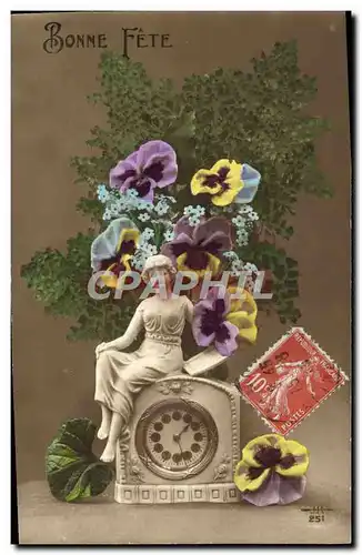 Cartes postales Fantaisie Fleurs Santon