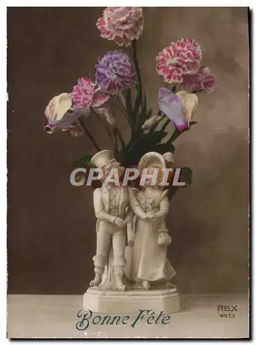 Cartes postales Fantaisie Fleurs Santons