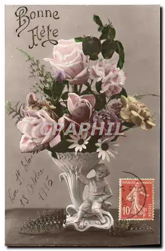 Cartes postales Fantaisie Fleurs Santon