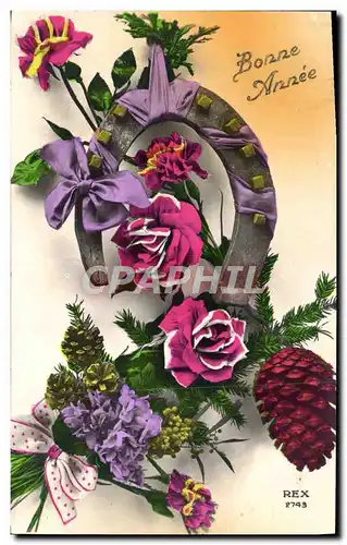 Cartes postales Fantaisie Fleurs Fer a cheval