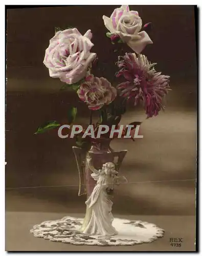 Cartes postales Fantaisie Fleurs Santon