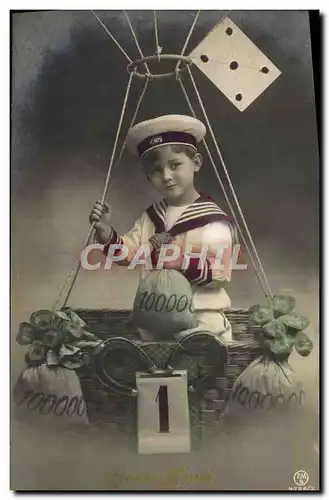 Cartes postales Fantaisie Enfant Ballon Dirigeable