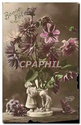 Cartes postales Fantaisie Fleurs Santon