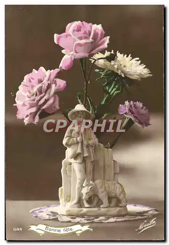 Cartes postales Fantaisie Fleurs Ours Ourson