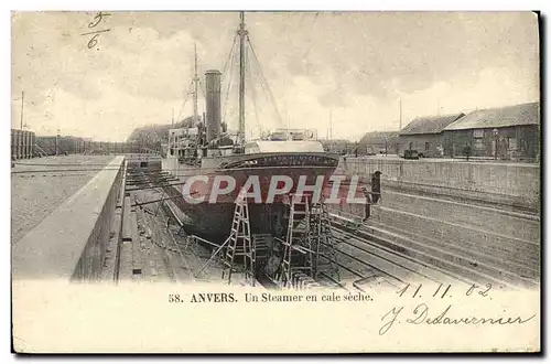 Ansichtskarte AK Anvers Un Steamer en cale seche Bateau Baron de Macar