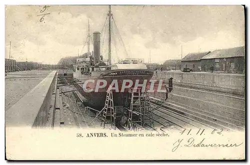 Cartes postales Anvers Un Steamer en cale seche Bateau Baron de Macar