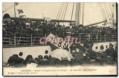 Cartes postales Anvers Avant le depart pour le Congo A bord de l'Anversville