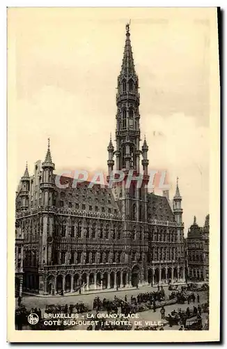 Cartes postales Bruxelles La Grand Place Cote Sud Ouest L'hotel de ville