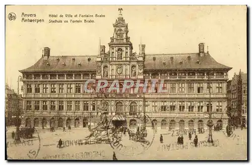 Cartes postales Anvers Hotel de Ville et Fontaine Brabo