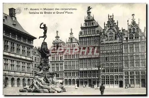 Ansichtskarte AK Anvers Maisons des Corporations Fontaine de Brabo et Grand Place