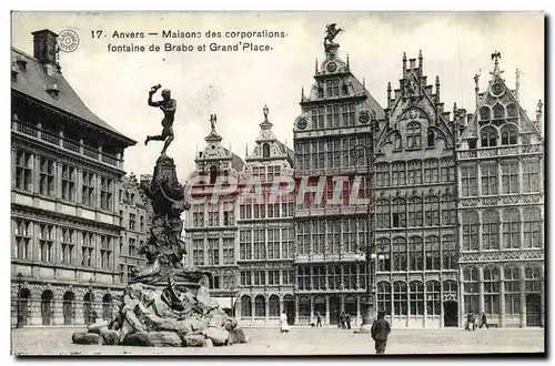 Cartes postales Anvers Maisons des Corporations Fontaine de Brabo et Grand Place