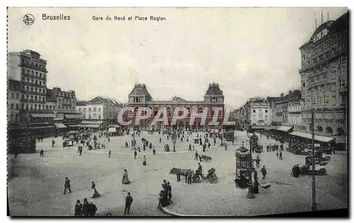 Cartes postales Bruxelles Gare du Nord et Place Rogier