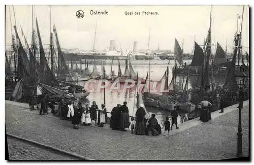Cartes postales Ostende Quai des Pecheurs Bateaux