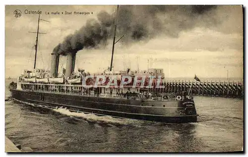 Cartes postales Ostende La malle Stad Antwerpen Bateau