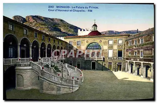 Ansichtskarte AK Monaco Le Palais du Prince Cour d&#39honneur et chapelle