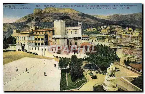 VINTAGE POSTCARD Assembles the Palate of the Prince and the Monument of the 25th birthday of SAS pri