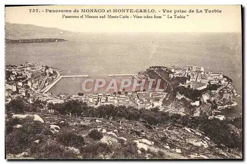 Cartes postales Monaco Panorama de et Monte carlo Vue Prise de La Turbie