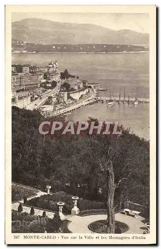 Cartes postales Monte Carlo Vue Sur la Ville et les Montagnes d'Italie
