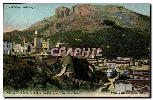 Cartes postales Monaco Palais du prince et Tete de chien