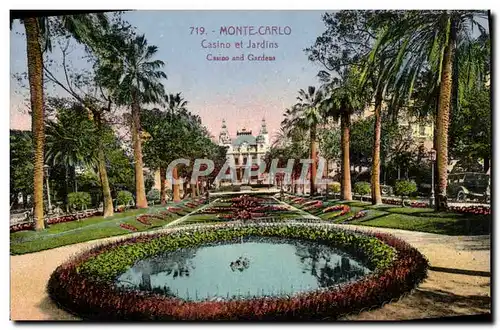 Cartes postales Monte Carlo Casino et Jardins