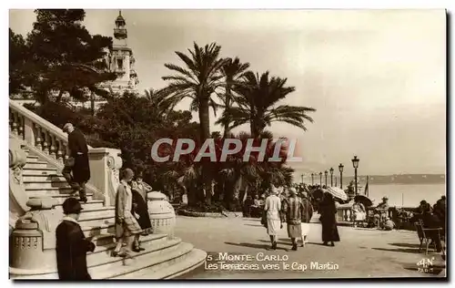 Cartes postales Monte Carlo Les Terrasse Vue vers Le Cap Martin