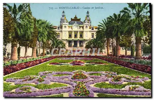 Cartes postales Monte Carlo Casino et Jardins