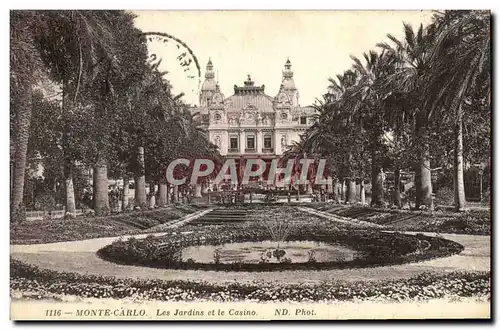 Cartes postales Monte Carlo Les Jardins et le Casino