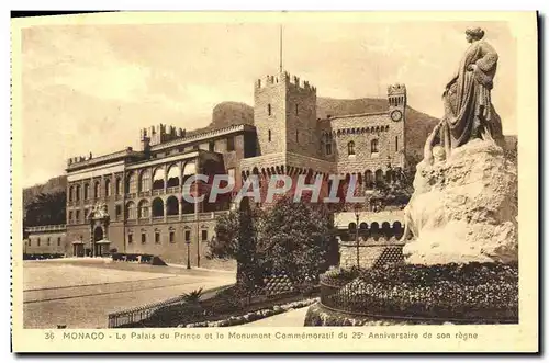 Ansichtskarte AK Monaco Le palais du prince et le monument commemoratif du 25eme anniversaire de son regne