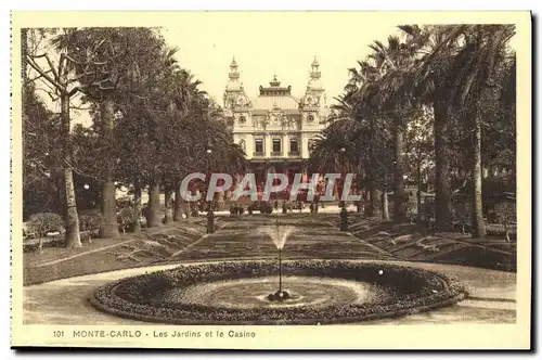 Cartes postales Monte Carlo Les jardins et le Casino