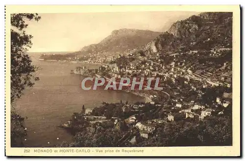 Cartes postales Monaco et Monte Carlo Vue prise de Roquebrune